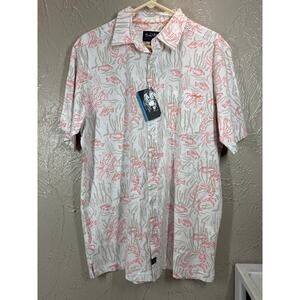 Salt Life Sea Coral Life Print Short-Sleeve Button-Up Shirt Mens Size Medium NWT